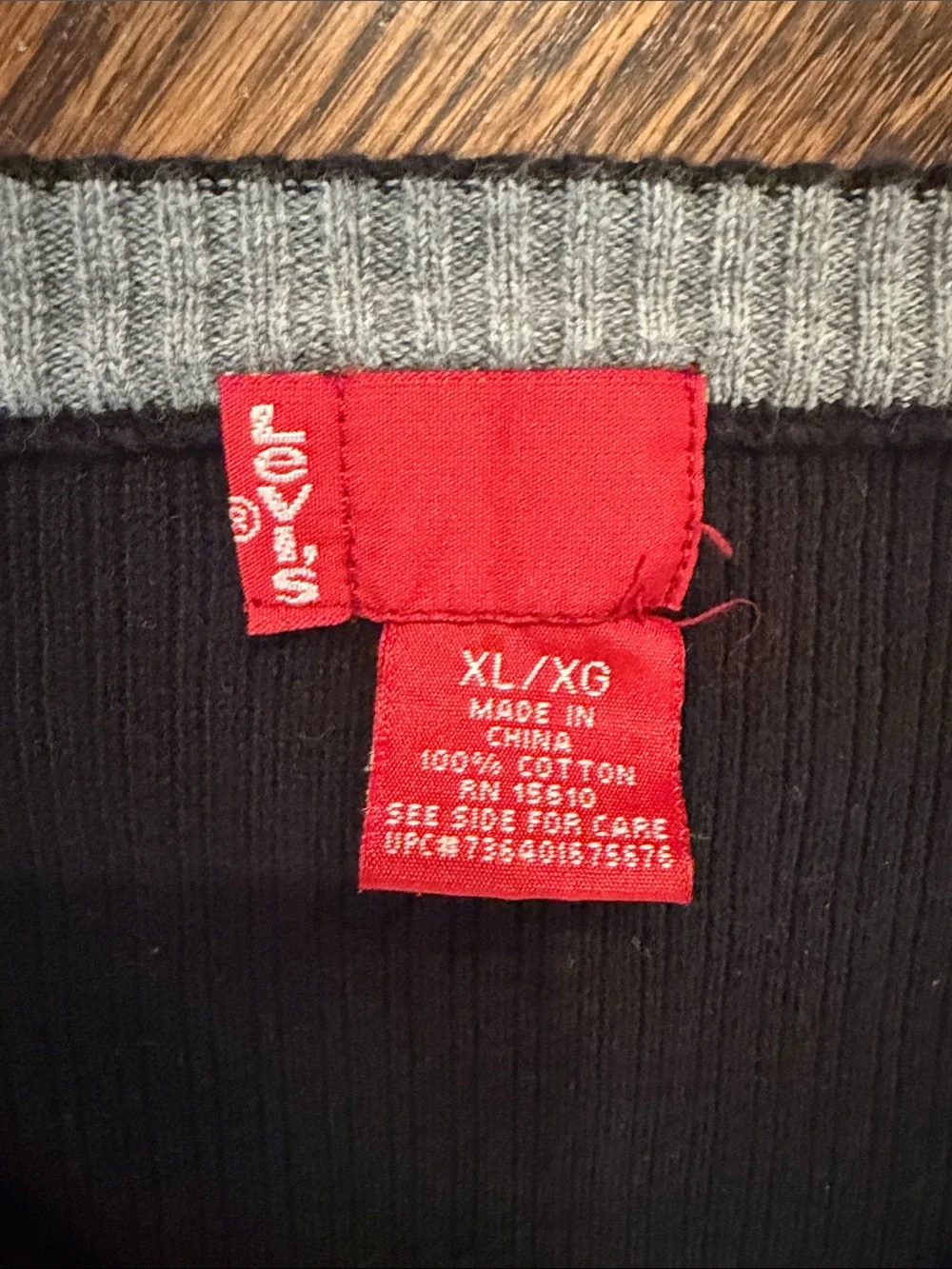 Levi's Black V-Neck Sweater with Red Logo Accents